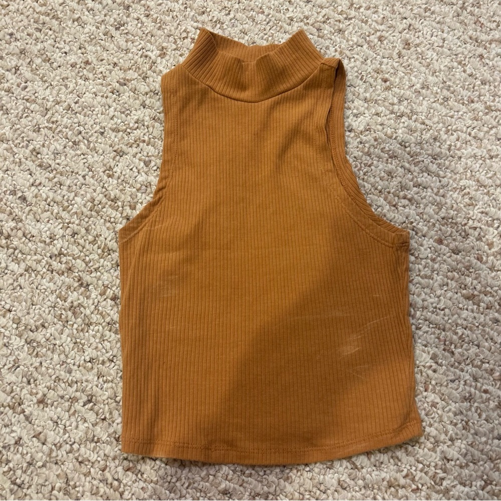 Aeropostale xs crop top mock neck orange tan ribbed PERFECT CONDITION